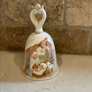 Vintage HOMCO Nativity Bell – Porcelain Christmas Bell